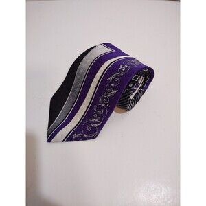 John Hill Executive Collection Silk Purple Black Mixed Pattern Tie NWT
